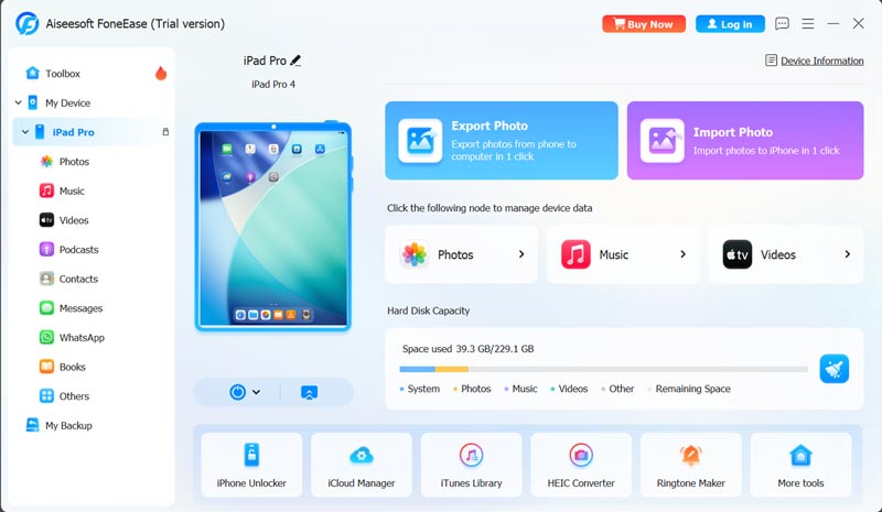 Conectar iPad Pro a PC Foneease