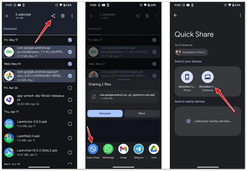 Transfiere imágenes entre dispositivos Android usando la función Compartir rápido.