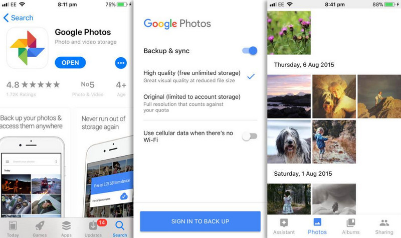 Sincronización de copias de seguridad de fotos de Google