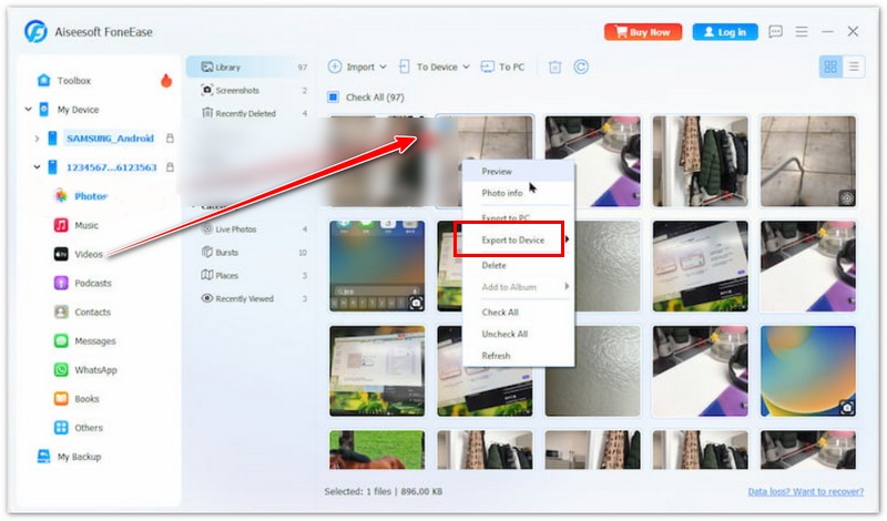 Transferir vídeo de Android a iPhone mediante Foneease