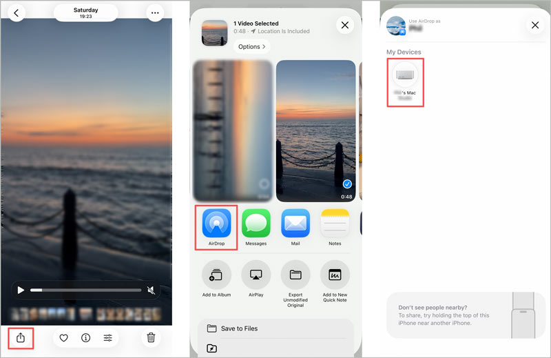 Enviar vídeo de iPhone a Mac mediante Airdrop