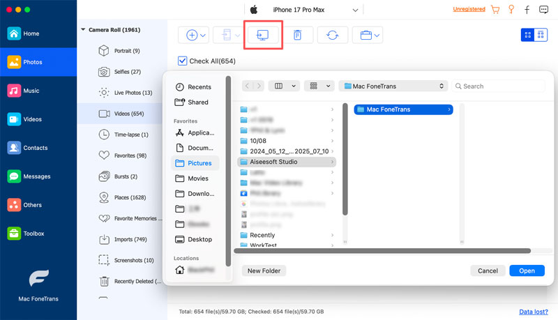 Transferir vídeos de iPhone a Mac (Fonetrans)