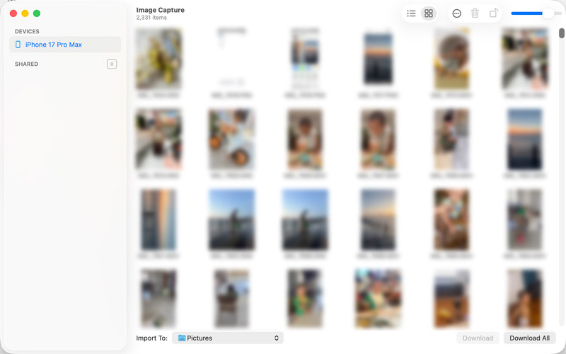 Visualiza fotos y vídeos del iPhone en Captura de Imagen en Mac.