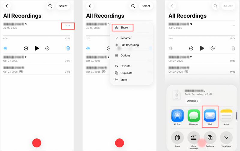 Transferir notas de voz del iPhone al ordenador mediante correo electrónico