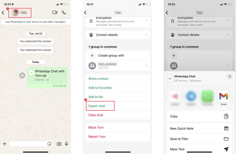 Exportar chat de WhatsApp a través de Gmail