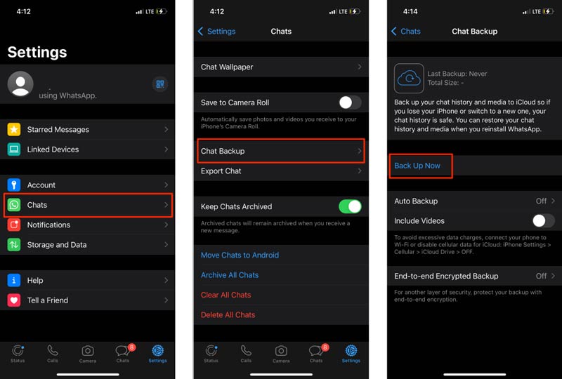Copia de seguridad de chats de WhatsApp en iPhone