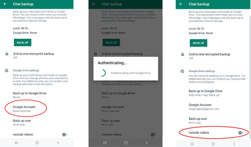 Back Up Whatsapp Chats to Google Account