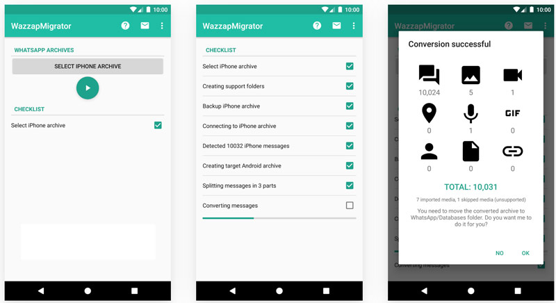 Transferir mensajes de WhatsApp de iPhone a Android Wazzapmigrator