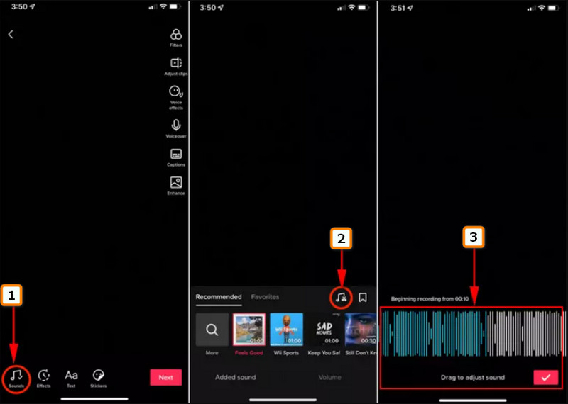 Recortar clip de audio en TikTok