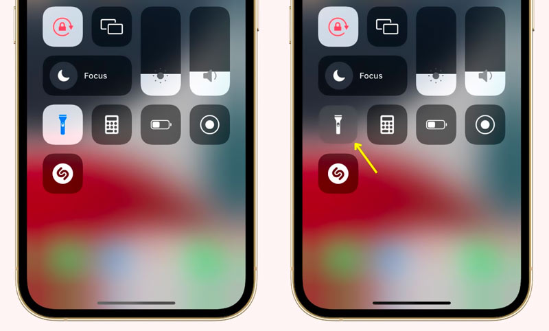 Apague la linterna en iPhone desde el Centro de control