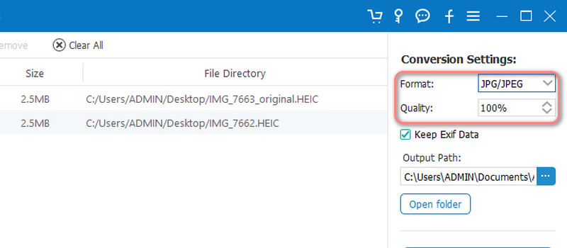 Ajustar la configuración de conversión