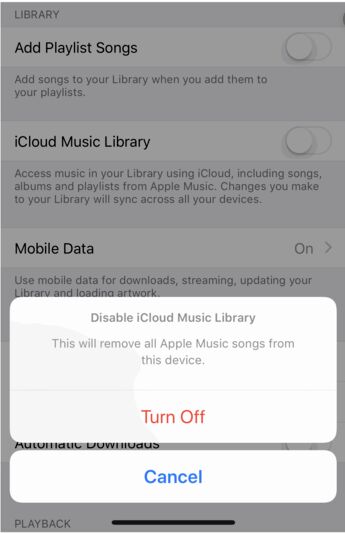 Deshabilitar iCloud Music Library