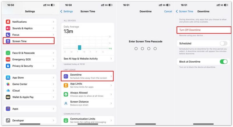 Desactivar el tiempo de inactividad en el iPhone