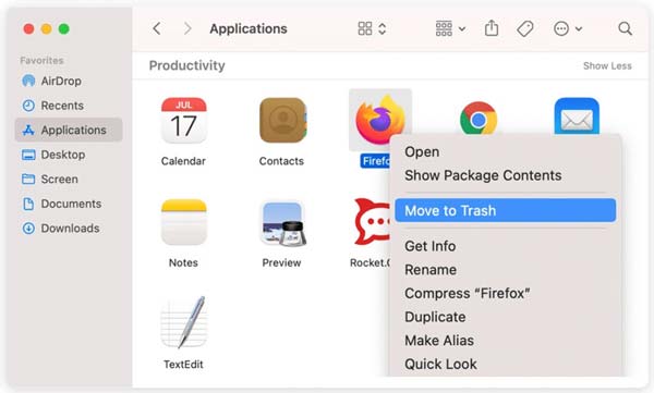 Mover Firefox a la papelera en Mac