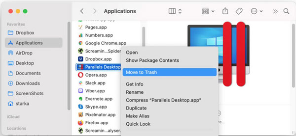 Mover Parallels a la Papelera en Mac