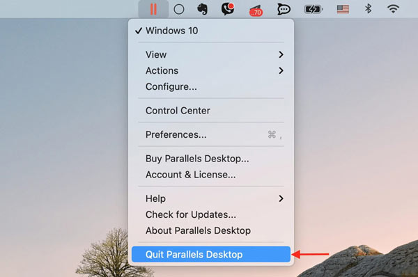 Salga de Parallels Desktop para Mac
