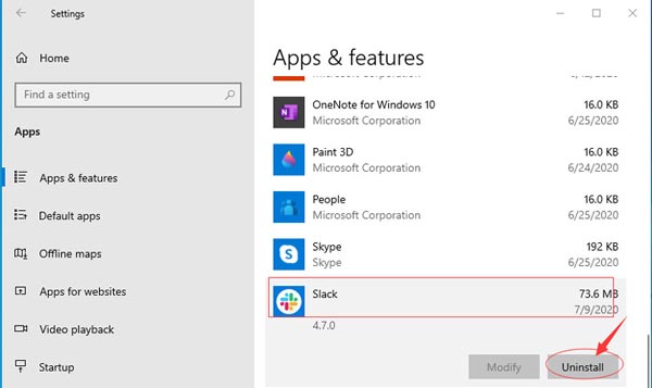 Desinstalar Slack Windows 10