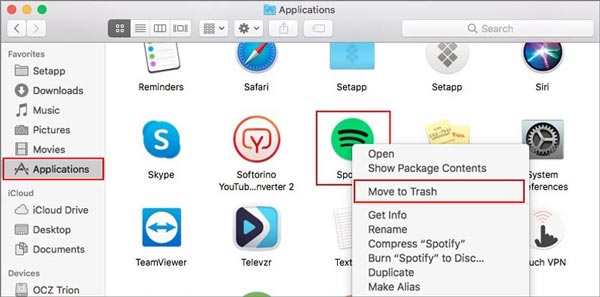 Desinstalar Spotify Mac Mover a la papelera