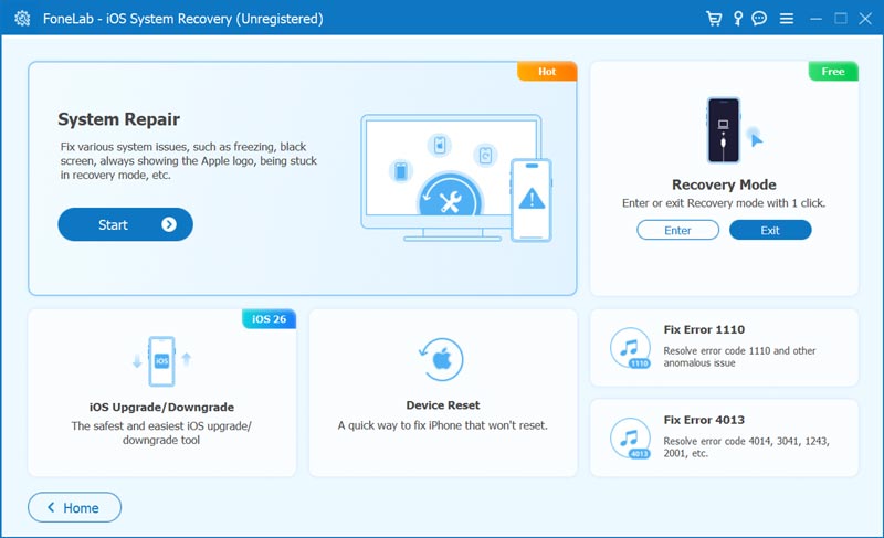 Recuperación del sistema iOS de Fonelab Reparación del sistema