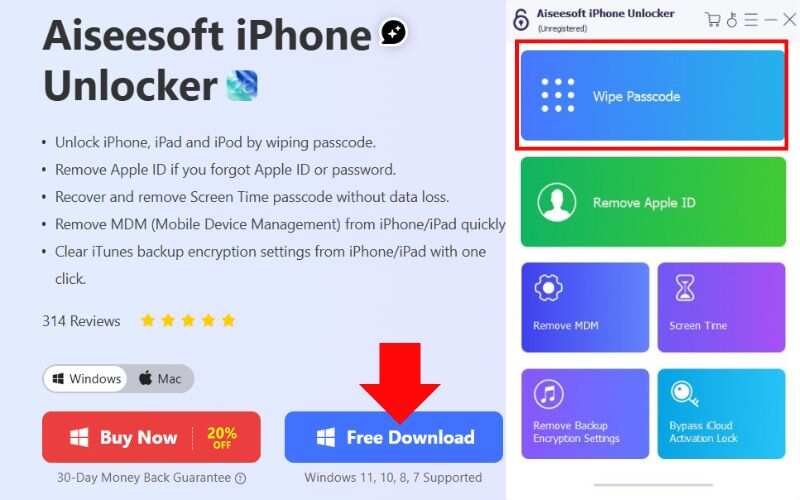 Seleccione Borrar código de acceso
