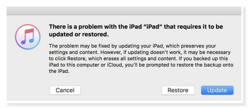 iTunes desbloquea el modo de recuperación del iPad