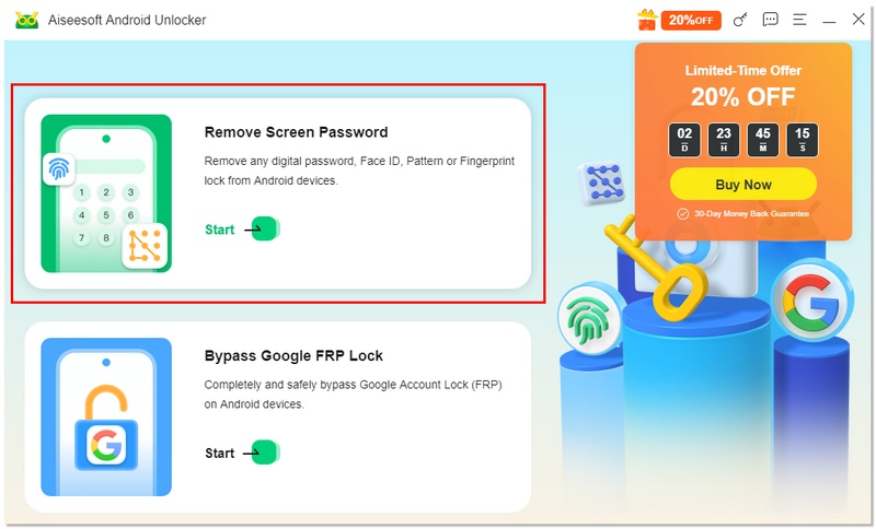 Seleccione Eliminar contraseña de pantalla