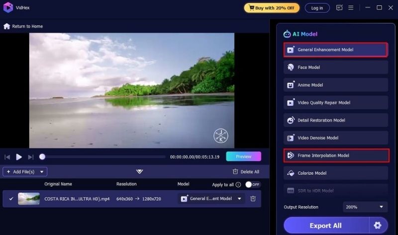 Seleccione el modelo de mejora general