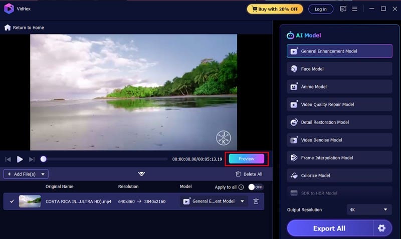 Vista previa de su video mejorado