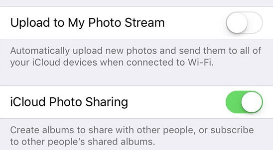 Activa el uso compartido de fotos de iCloud