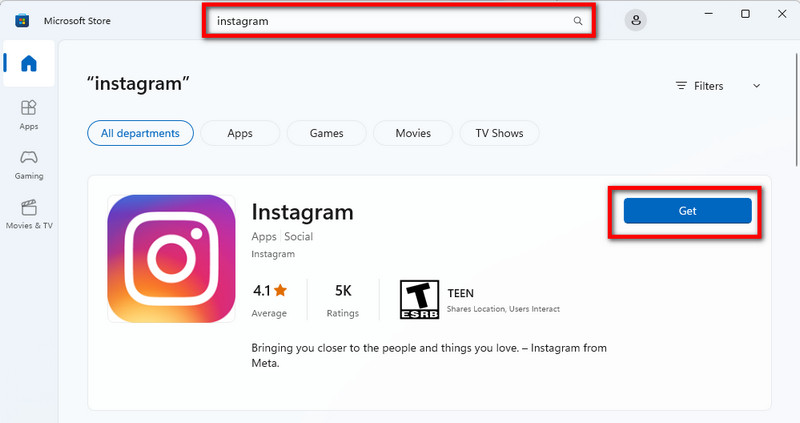 Obtener IG en Microsoft