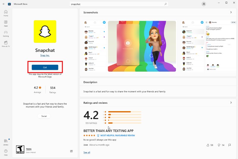 Obtenga la aplicación Snapchat en el escritorio en Microsoft