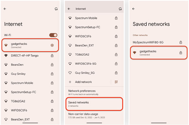 Ver redes WiFi guardadas en Android