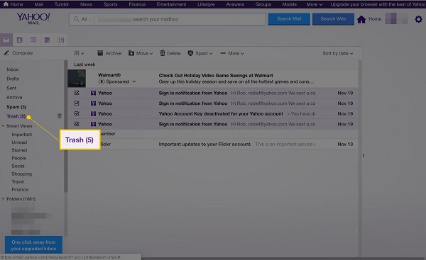 Recuperar correos electrónicos perdidos o eliminados en la papelera de Yahoo