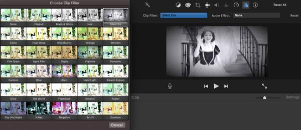 Filtros de iMovie Película envejecida