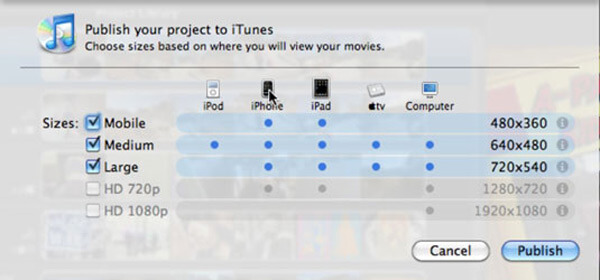 Exportar iMovie iTunes
