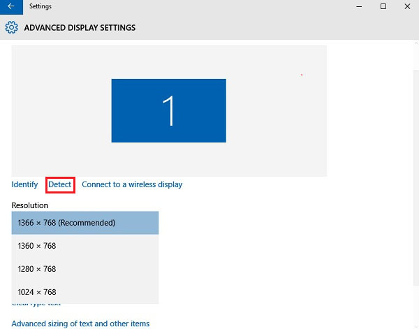 Detectar salida de video inactiva en Windows 10