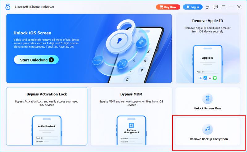 Seleccione Eliminar cifrado de copia de seguridad
