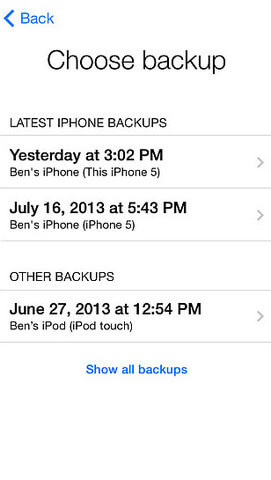 Elija iCloud Backup