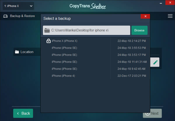 Software de copia de seguridad de iPhone Shelbee de CopyTrans