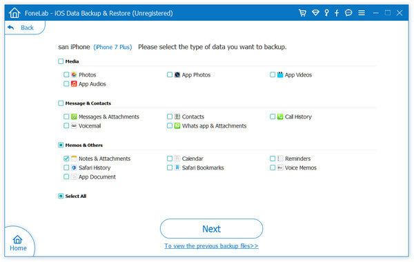 Seleccionar notas de iPhone