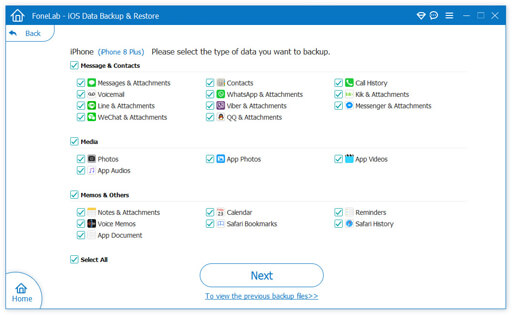 Seleccione Copia de seguridad de datos