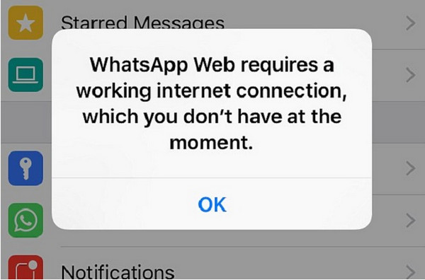 Problemas de conectividad a Internet de WhatsApp