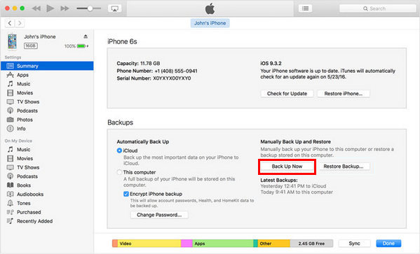 Hacer una copia de seguridad del iPhone a la PC usando iTunes