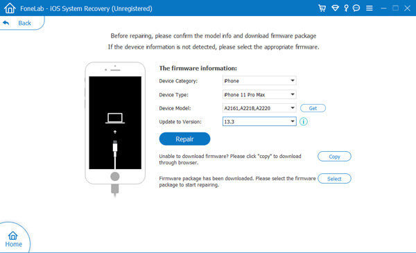 Confirmar información de firmware