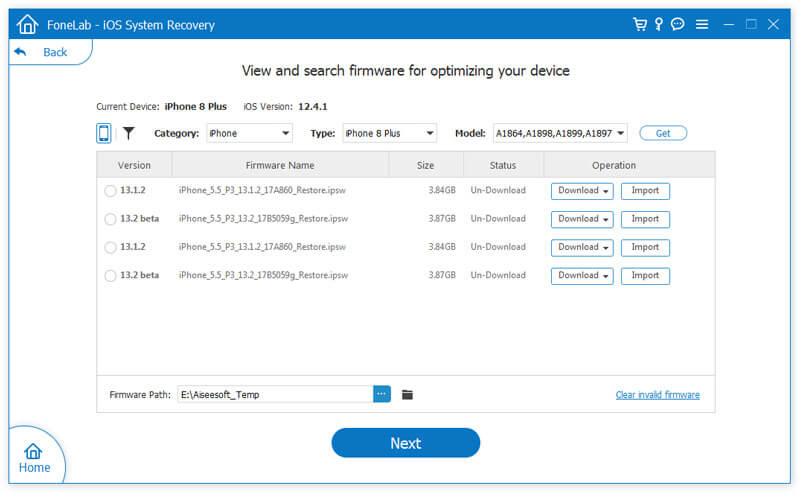 La descarga del firmware