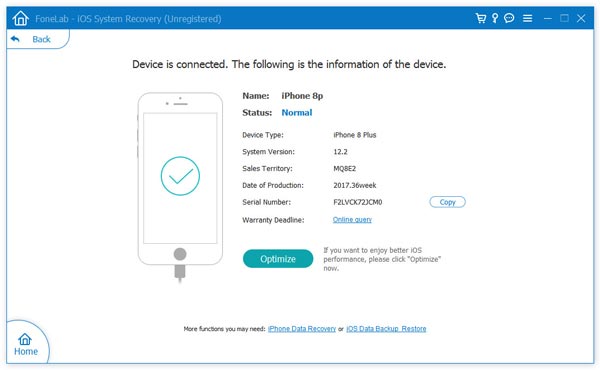 Comprobar el dispositivo detectado