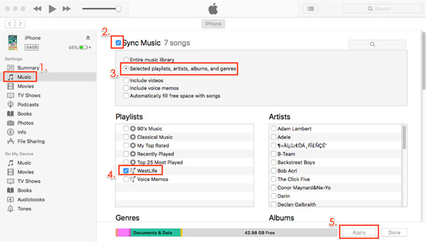 Agregar lista de reproducción al iPhone con iTunes
