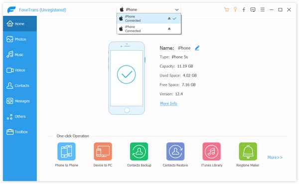 Conecte 2 iPhones para transferir contactos de iPhone a iPhone