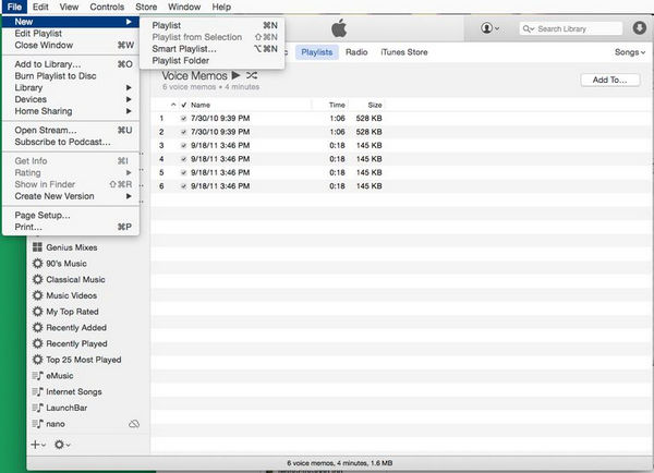 Crear nueva lista de reproducción usando iTunes