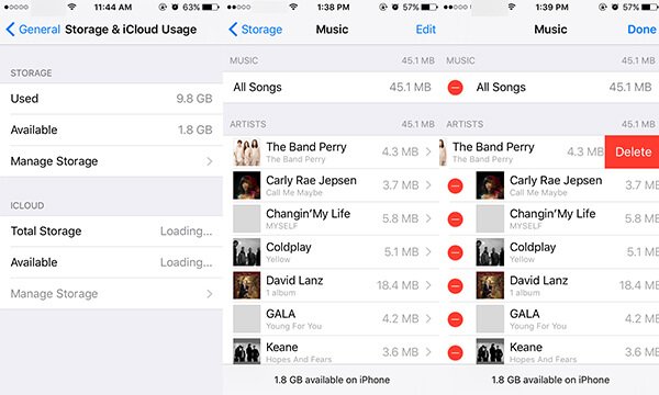 Eliminar música del almacenamiento del iPhone